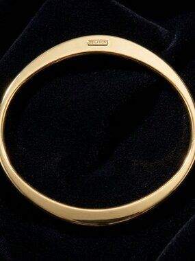 Ben-Amun NWT 24K Gold Plated Sculptural Flat Tapered Cobra Bangle Bracelet